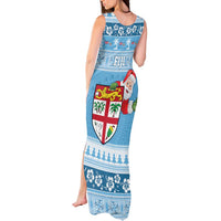 Fiji Christmas Tank Maxi Dress Fijian Masi Marau na Kerisimasi! - Blue LT14 - Polynesian Pride