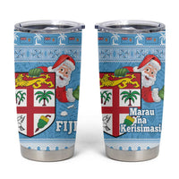 Fiji Christmas Tumbler Cup Fijian Masi Marau na Kerisimasi! - Blue LT14 Blue - Polynesian Pride