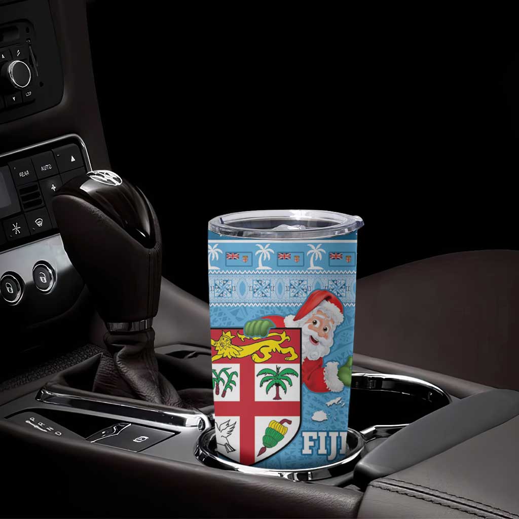 Fiji Christmas Tumbler Cup Fijian Masi Marau na Kerisimasi! - Blue LT14 - Polynesian Pride