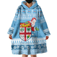 Fiji Christmas Wearable Blanket Hoodie Fijian Masi Marau na Kerisimasi! - Blue LT14 - Polynesian Pride