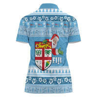Fiji Christmas Women Polo Shirt Fijian Masi Marau na Kerisimasi! - Blue