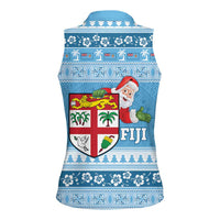 Fiji Christmas Women Sleeveless Polo Shirt Fijian Masi Marau na Kerisimasi! - Blue LT14 - Polynesian Pride