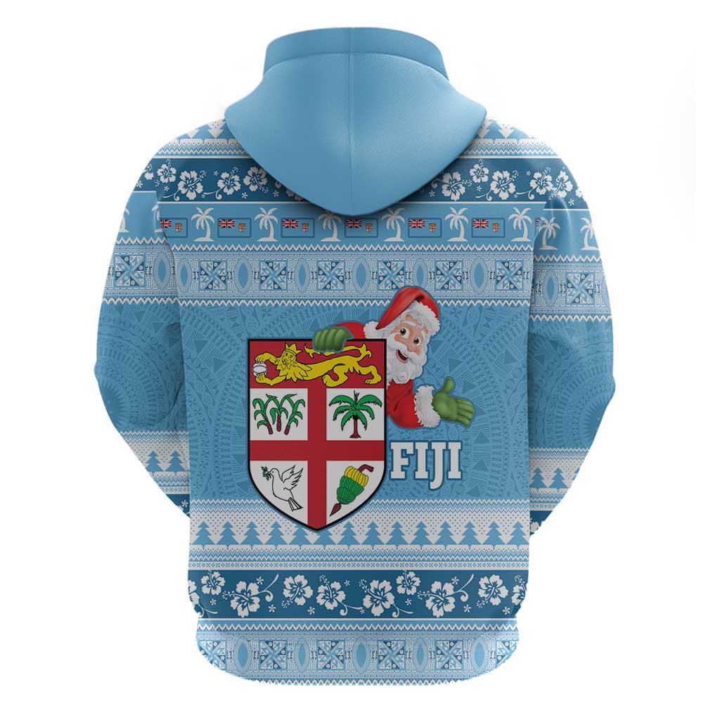 Fiji Christmas Zip Hoodie Fijian Masi Marau na Kerisimasi! - Blue LT14 - Polynesian Pride
