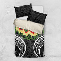 Black Tonga Ngatu Kahoa Lei Bedding Set LT14 US Twin 172cm x 218cm Black - Polynesian Pride