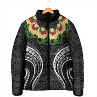 Black Tonga Ngatu Kahoa Lei Padded Jacket LT14 - Polynesian Pride