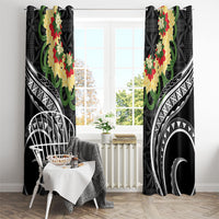 Black Tonga Ngatu Kahoa Lei Window Curtain LT14 - Polynesian Pride