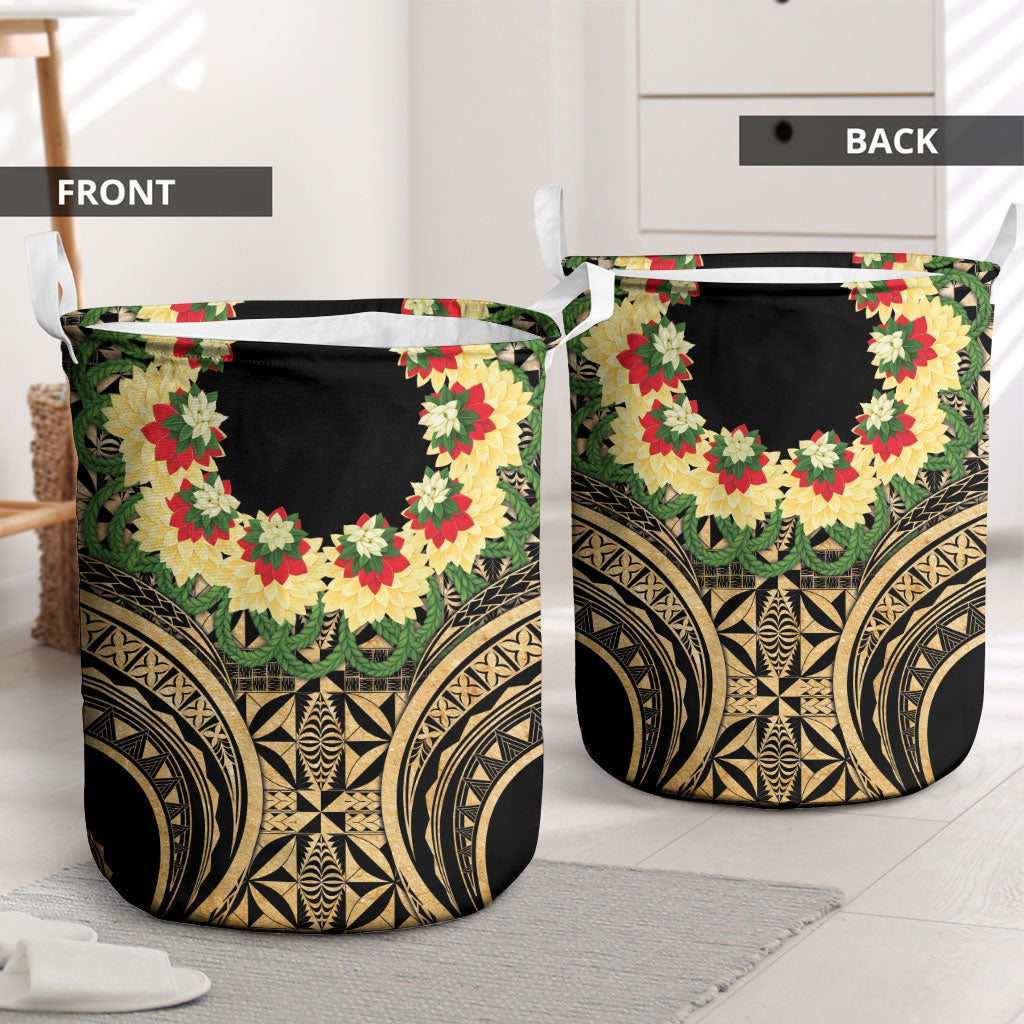 Grunge Gold Tonga Ngatu Kahoa Lei Laundry Basket LT14 - Polynesian Pride