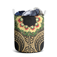 Grunge Gold Tonga Ngatu Kahoa Lei Laundry Basket LT14 - Polynesian Pride