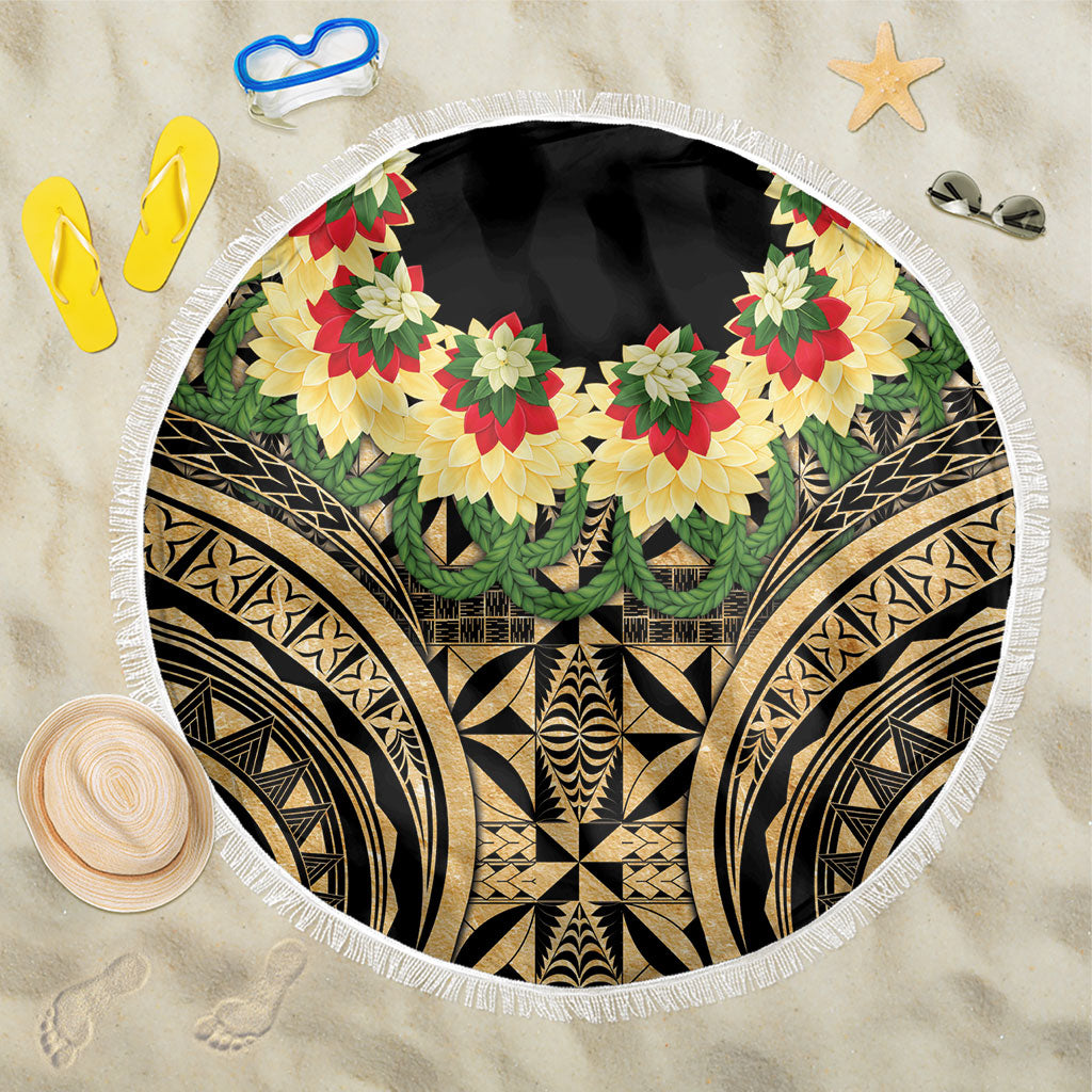 Grunge Gold Tonga Ngatu Kahoa Lei Beach Blanket LT14 One Size 150cm Gold - Polynesian Pride