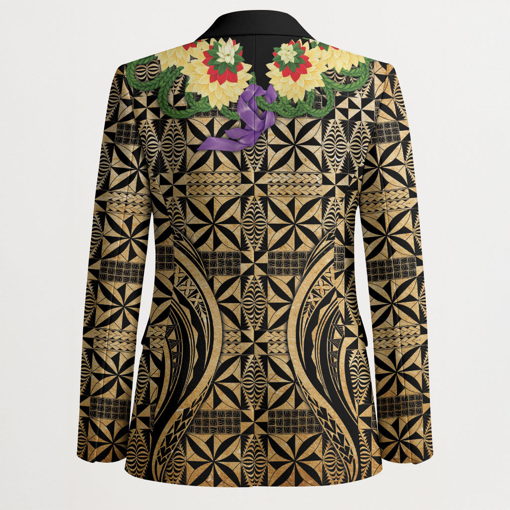 Grunge Gold Tonga Ngatu Kahoa Lei Blazer
