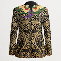 Grunge Gold Tonga Ngatu Kahoa Lei Blazer