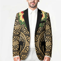 Grunge Gold Tonga Ngatu Kahoa Lei Blazer