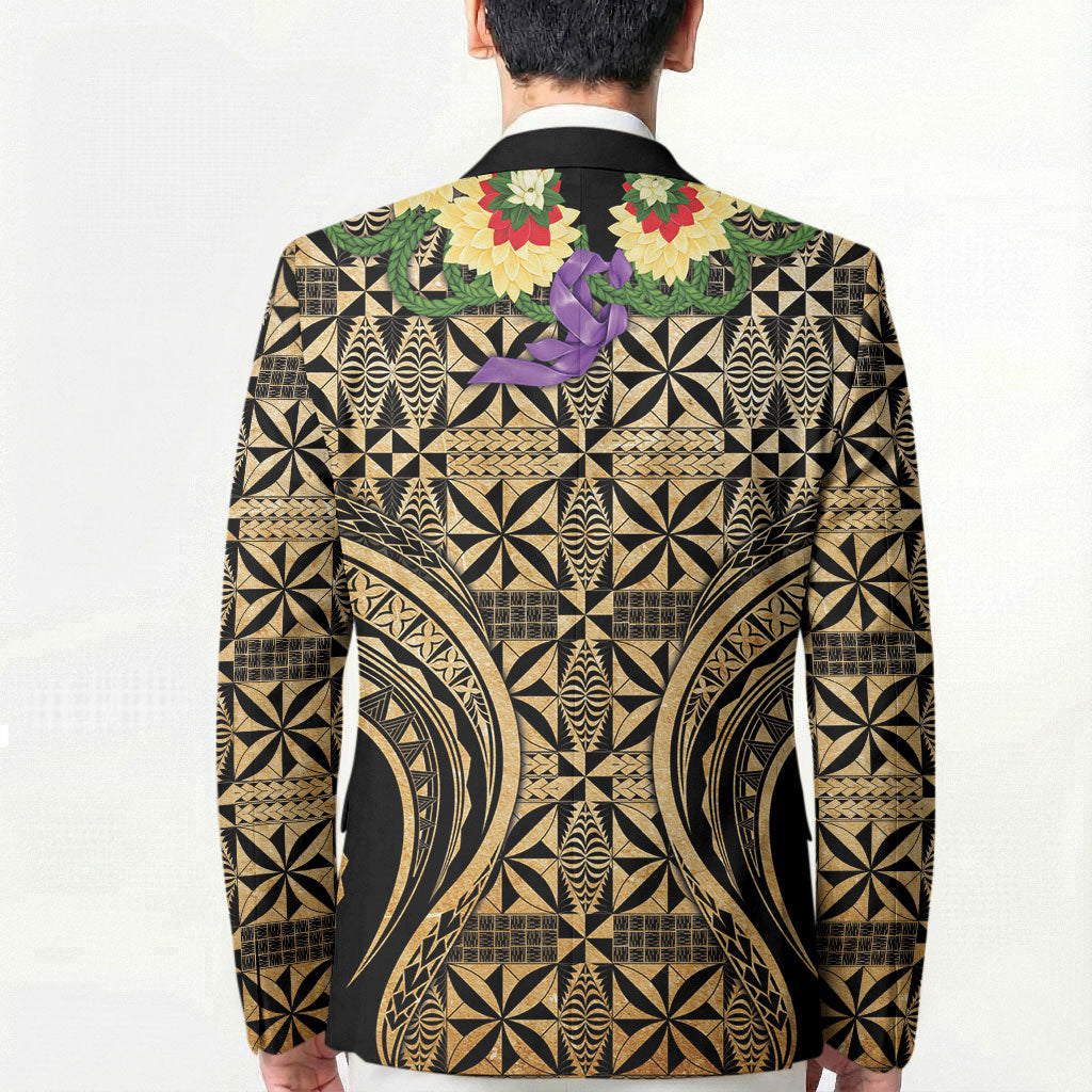 Grunge Gold Tonga Ngatu Kahoa Lei Blazer