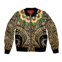 Grunge Gold Tonga Ngatu Kahoa Lei Bomber Jacket LT14 Unisex Gold - Polynesian Pride