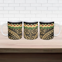 Grunge Gold Tonga Ngatu Kahoa Lei Ceramic Mug LT14 - Polynesian Pride