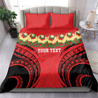 Personalised Red Tonga Ngatu Kahoa Lei Bedding Set
