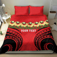 Personalised Red Tonga Ngatu Kahoa Lei Bedding Set