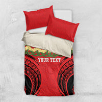 Personalised Red Tonga Ngatu Kahoa Lei Bedding Set