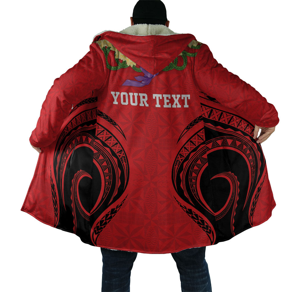 Personalised Red Tonga Ngatu Kahoa Lei Cloak LT14 - Polynesian Pride