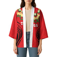 Personalised Red Tonga Ngatu Kahoa Lei Kimono LT14 - Polynesian Pride