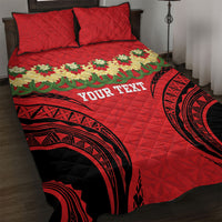 Personalised Red Tonga Ngatu Kahoa Lei Quilt Bed Set LT14 Red - Polynesian Pride