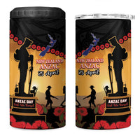 New Zealand Anzac 4 in 1 Can Cooler Tumbler Maori Camouflage Mix Poppies We Will Remember Them LT14 One Size: 16 oz Black - Polynesian Pride