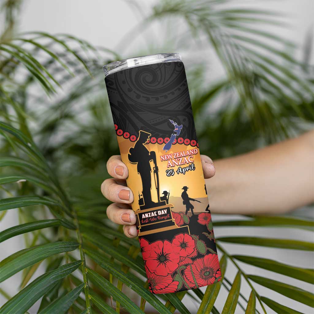 New Zealand Anzac Skinny Tumbler Maori Camouflage Mix Poppies We Will Remember Them LT14 - Polynesian Pride