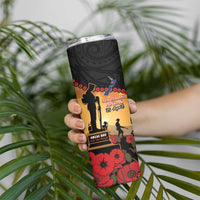 New Zealand Anzac Skinny Tumbler Maori Camouflage Mix Poppies We Will Remember Them LT14 - Polynesian Pride