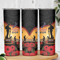 New Zealand Anzac Skinny Tumbler Maori Camouflage Mix Poppies We Will Remember Them LT14 - Polynesian Pride