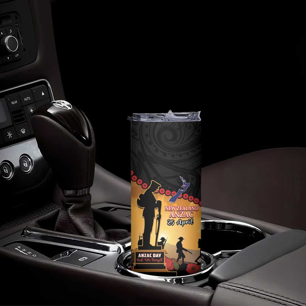 New Zealand Anzac Skinny Tumbler Maori Camouflage Mix Poppies We Will Remember Them LT14 - Polynesian Pride
