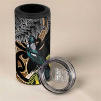 Aotearoa Kowhai Tui Bird 4 in 1 Can Cooler Tumbler Maori Ngaru With Silver Fern LT14 - Polynesian Pride