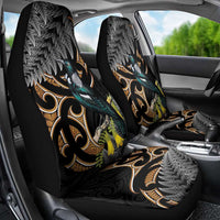 Aotearoa Kowhai Tui Bird Car Seat Cover Maori Ngaru With Silver Fern LT14 - Polynesian Pride
