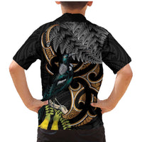 Aotearoa Kowhai Tui Bird Family Matching Mermaid Dress and Hawaiian Shirt Maori Ngaru With Silver Fern LT14 - Polynesian Pride
