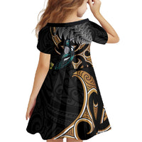 Aotearoa Kowhai Tui Bird Family Matching Summer Maxi Dress and Hawaiian Shirt Maori Ngaru With Silver Fern LT14 - Polynesian Pride