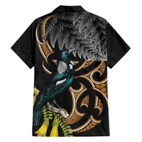 Aotearoa Kowhai Tui Bird Family Matching Tank Maxi Dress and Hawaiian Shirt Maori Ngaru With Silver Fern LT14 - Polynesian Pride