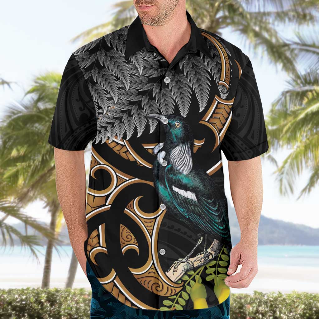 Aotearoa Kowhai Tui Bird Hawaiian Shirt Maori Ngaru With Silver Fern LT14 - Polynesian Pride