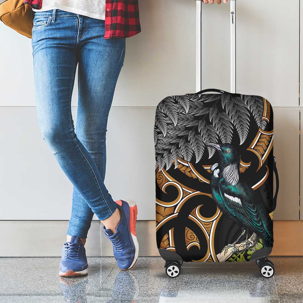 Aotearoa Kowhai Tui Bird Luggage Cover Maori Ngaru With Silver Fern LT14 - Polynesian Pride