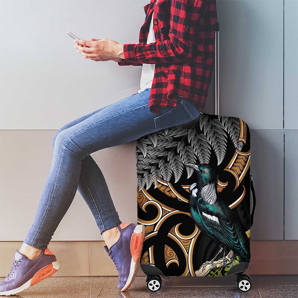 Aotearoa Kowhai Tui Bird Luggage Cover Maori Ngaru With Silver Fern LT14 - Polynesian Pride