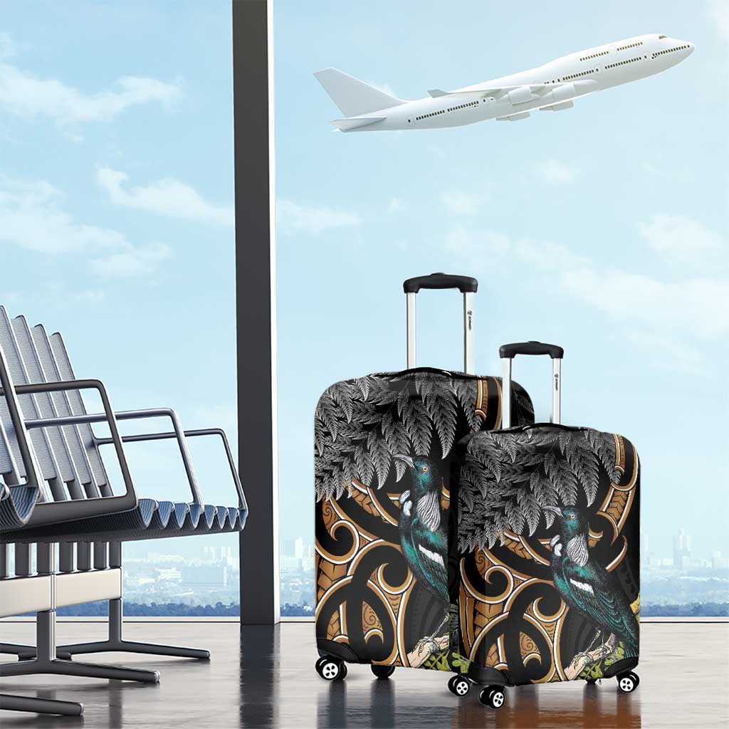 Aotearoa Kowhai Tui Bird Luggage Cover Maori Ngaru With Silver Fern LT14 - Polynesian Pride