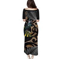 Aotearoa Kowhai Tui Bird Puletasi Maori Ngaru With Silver Fern LT14 - Polynesian Pride