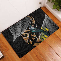 Aotearoa Kowhai Tui Bird Rubber Doormat Maori Ngaru With Silver Fern LT14 - Polynesian Pride