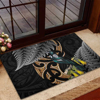 Aotearoa Kowhai Tui Bird Rubber Doormat Maori Ngaru With Silver Fern LT14 - Polynesian Pride