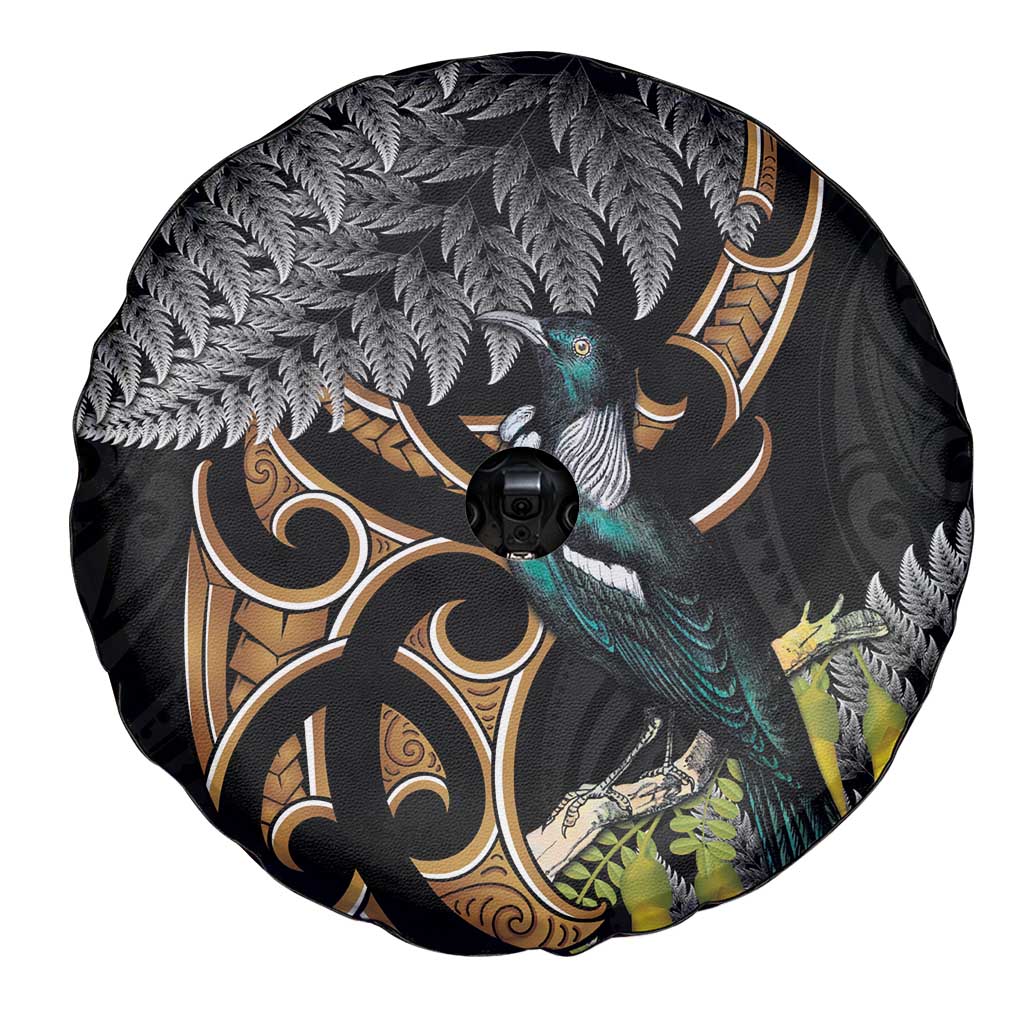 Aotearoa Kowhai Tui Bird Spare Tire Cover Maori Ngaru With Silver Fern LT14 - Polynesian Pride
