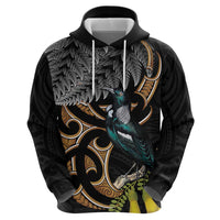 Aotearoa Kowhai Tui Bird Zip Hoodie Maori Ngaru With Silver Fern LT14 - Polynesian Pride