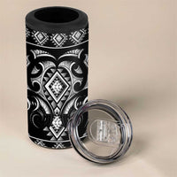 Black Ngaru Taniko With Aotearoa Maori Tattoo 4 in 1 Can Cooler Tumbler LT14 - Polynesian Pride