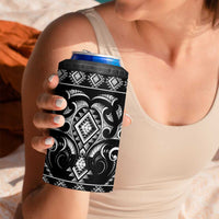 Black Ngaru Taniko With Aotearoa Maori Tattoo 4 in 1 Can Cooler Tumbler LT14 - Polynesian Pride