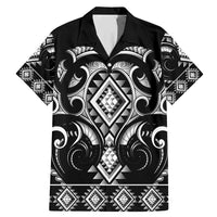 Black Ngaru Taniko With Aotearoa Maori Tattoo Family Matching Mermaid Dress and Hawaiian Shirt LT14 Dad's Shirt - Short Sleeve Black - Polynesian Pride