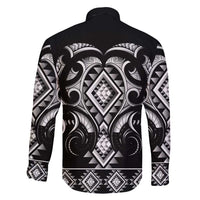 Black Ngaru Taniko With Aotearoa Maori Tattoo Family Matching Off Shoulder Maxi Dress and Hawaiian Shirt LT14 - Polynesian Pride