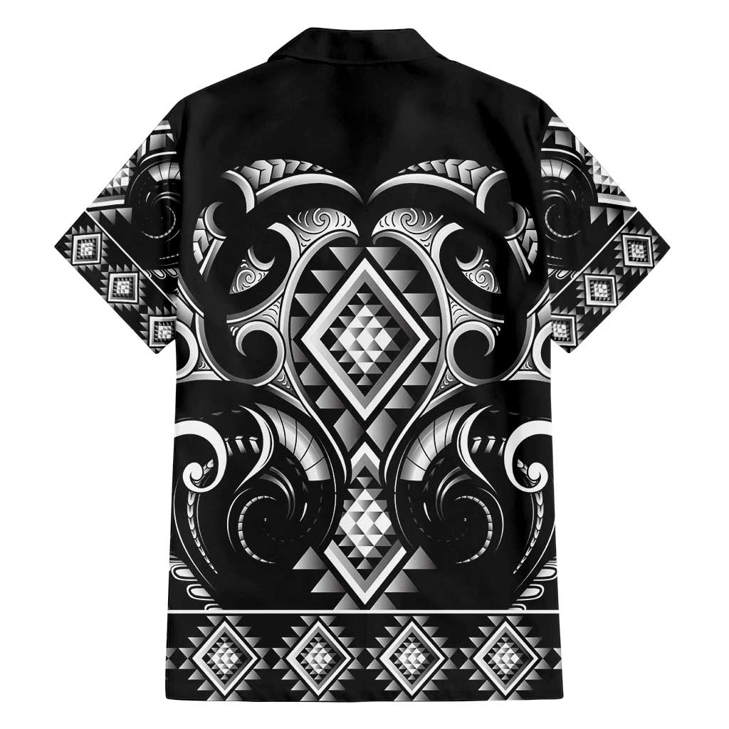 Black Ngaru Taniko With Aotearoa Maori Tattoo Family Matching Summer Maxi Dress and Hawaiian Shirt LT14 - Polynesian Pride