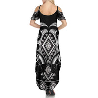 Black Ngaru Taniko With Aotearoa Maori Tattoo Family Matching Summer Maxi Dress and Hawaiian Shirt LT14 - Polynesian Pride
